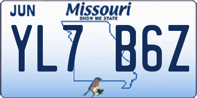MO license plate YL7B6Z