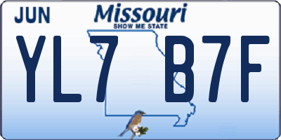 MO license plate YL7B7F
