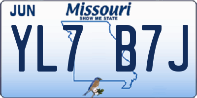MO license plate YL7B7J