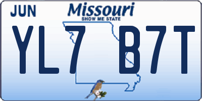 MO license plate YL7B7T