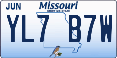 MO license plate YL7B7W
