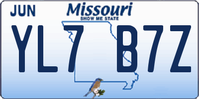 MO license plate YL7B7Z