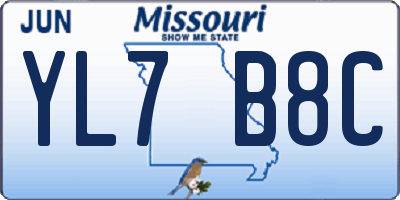 MO license plate YL7B8C