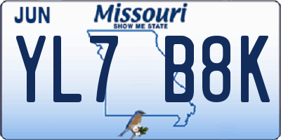 MO license plate YL7B8K