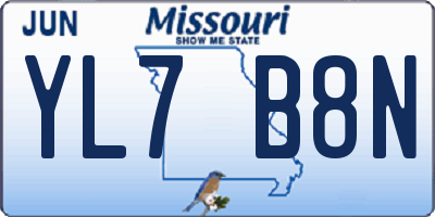 MO license plate YL7B8N