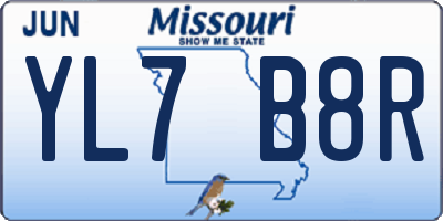 MO license plate YL7B8R