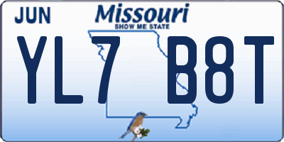 MO license plate YL7B8T
