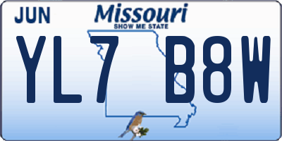 MO license plate YL7B8W