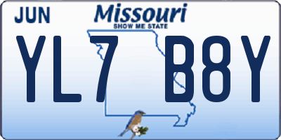 MO license plate YL7B8Y