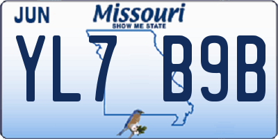 MO license plate YL7B9B