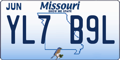 MO license plate YL7B9L