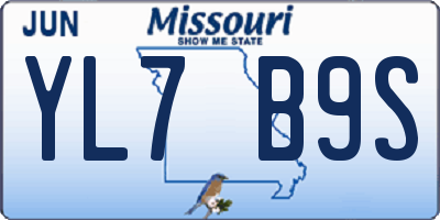MO license plate YL7B9S