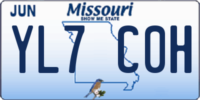MO license plate YL7C0H