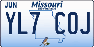 MO license plate YL7C0J
