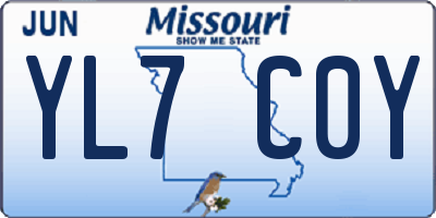 MO license plate YL7C0Y