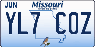 MO license plate YL7C0Z