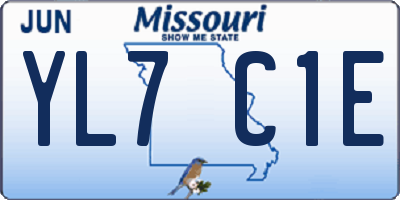 MO license plate YL7C1E