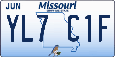 MO license plate YL7C1F