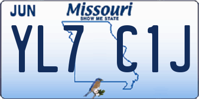 MO license plate YL7C1J