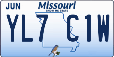 MO license plate YL7C1W
