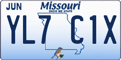 MO license plate YL7C1X