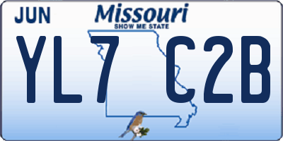 MO license plate YL7C2B