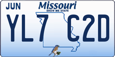 MO license plate YL7C2D