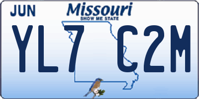 MO license plate YL7C2M