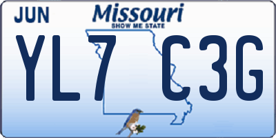 MO license plate YL7C3G
