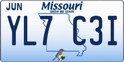 MO license plate YL7C3I
