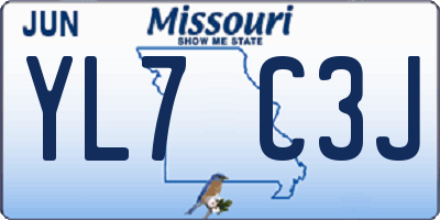 MO license plate YL7C3J