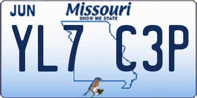 MO license plate YL7C3P