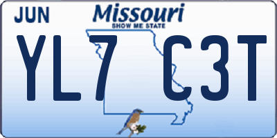 MO license plate YL7C3T