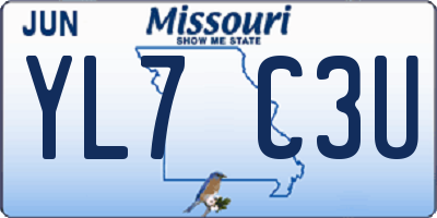 MO license plate YL7C3U