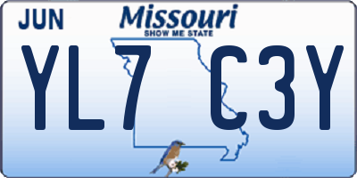 MO license plate YL7C3Y