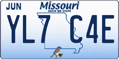 MO license plate YL7C4E