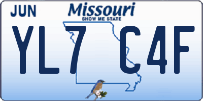 MO license plate YL7C4F