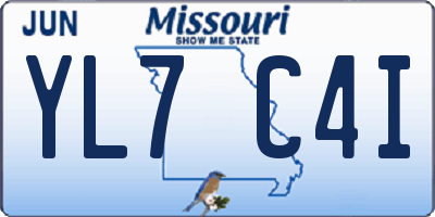 MO license plate YL7C4I