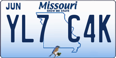 MO license plate YL7C4K