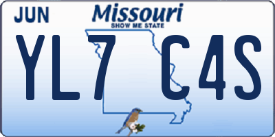 MO license plate YL7C4S