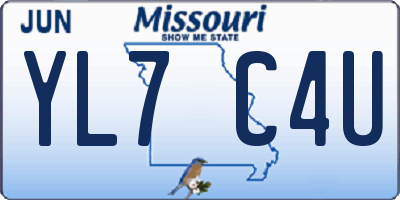 MO license plate YL7C4U