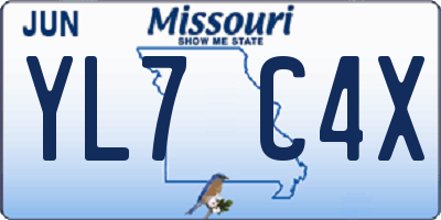 MO license plate YL7C4X