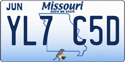 MO license plate YL7C5D