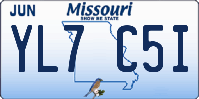 MO license plate YL7C5I