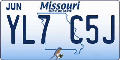 MO license plate YL7C5J
