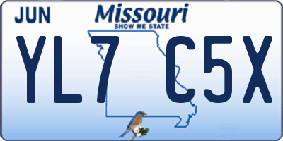 MO license plate YL7C5X