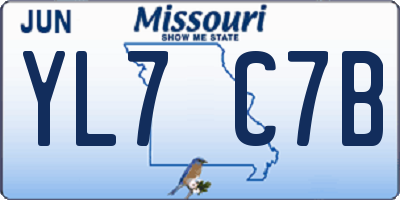 MO license plate YL7C7B