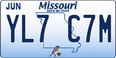 MO license plate YL7C7M