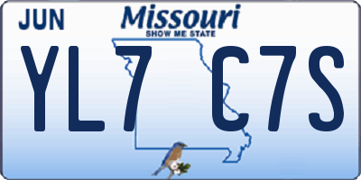 MO license plate YL7C7S