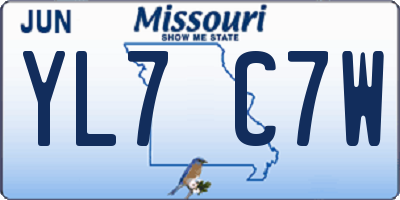 MO license plate YL7C7W
